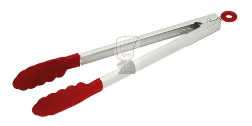 Pinzas Gastronomica Cocina Punta Silicona Roja 31 Cm Rojo
