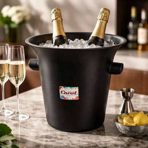 Balde Champagne Frapera Hielera Carol Linea Soft Grande Negro Liso