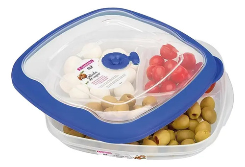 Contenedor Hermético Snack Box Mediano Divisiones San Remo Azul