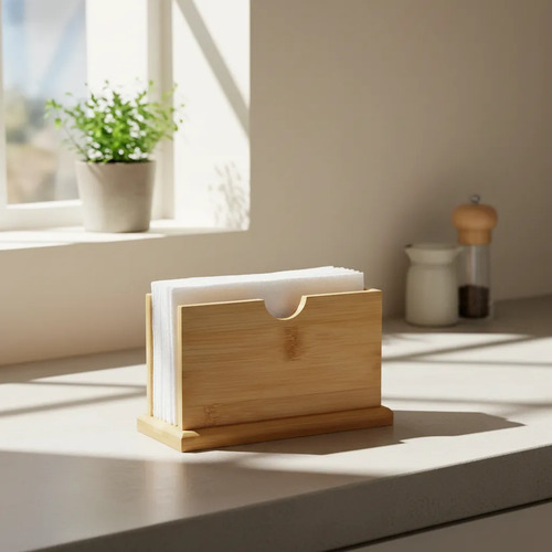 Servilletero De Bambo Cocina Recto Para Servilletas 12x12 Marrón