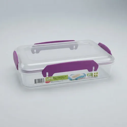 Hermético Rectangular Bajo 540 Ml Sandwich Polinplast Violeta