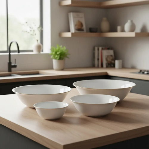 Set Bowls Compoteras Blancas Vidrio Opal Carol X4 Blanco