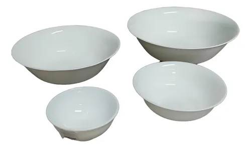 Set Bowls Compoteras Blancas Vidrio Opal Carol X4 Blanco