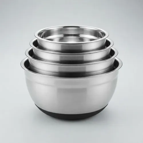 Set 4 Bowl De Acero Inoxidable Con Base Silicona 20/22/24/28 Negro