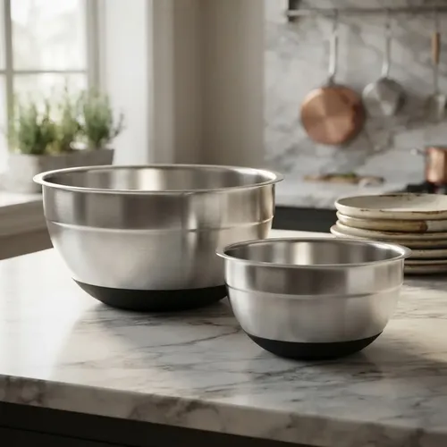 Set X2 Bowls Acero Inoxidable Base Silicona Antideslizante Plateado