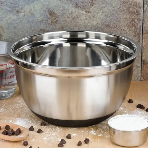 Set X2 Bowls Acero Inoxidable Base Silicona Antideslizante Plateado
