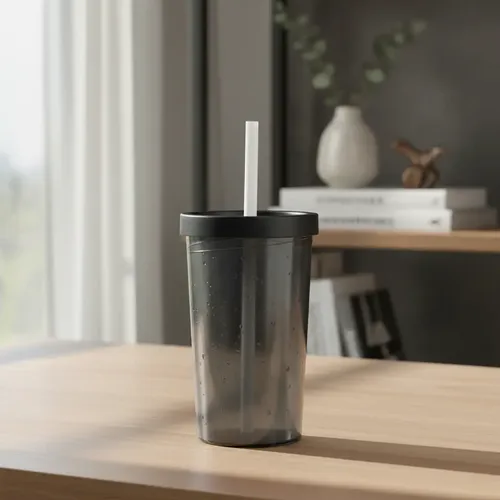 Vaso Con Tapa Y Sorbete Colores 500 Ml Coza Color Negro