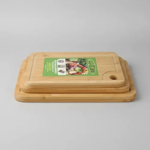 Pack 3 Tabla De Picar Bambú Rectangulares Cocina Mlxl Lisa Marrón