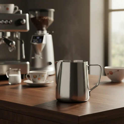 Kit Barista: Jarro Acero Pitcher Latte Arte 350ml Con Manija + Jarro Latte Acero Inox Mango 600ml