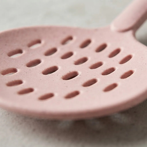 Espumadera Colador Mango Plastico Carol Areia Rosa