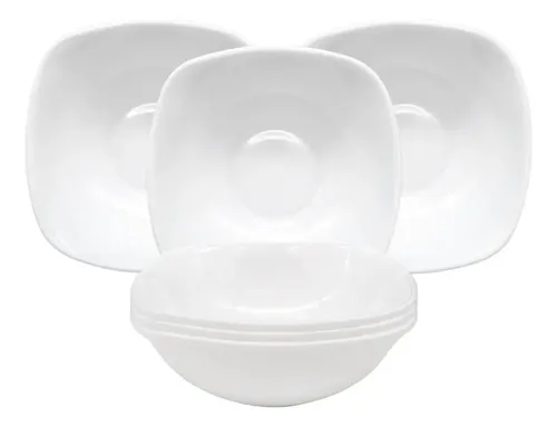 Bowl Carol Vidrio Opal Compotera Cuadrada 12 Cm Pack Blanco