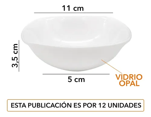 Bowl Carol Vidrio Opal Compotera Cuadrada 12 Cm Pack Blanco