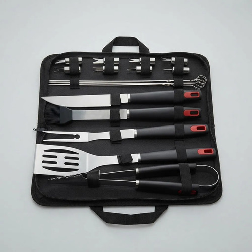 Set Asado 18 Piezas Parrillero Tela Cuchillo Tabla Espatula