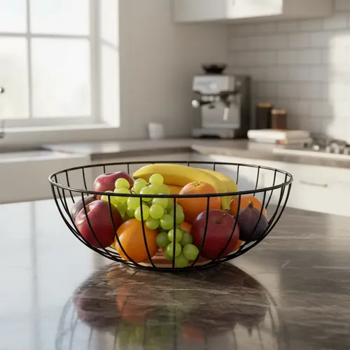 Frutera Base De Bambú Y Cuerpo Acero Verdura Carol Negro