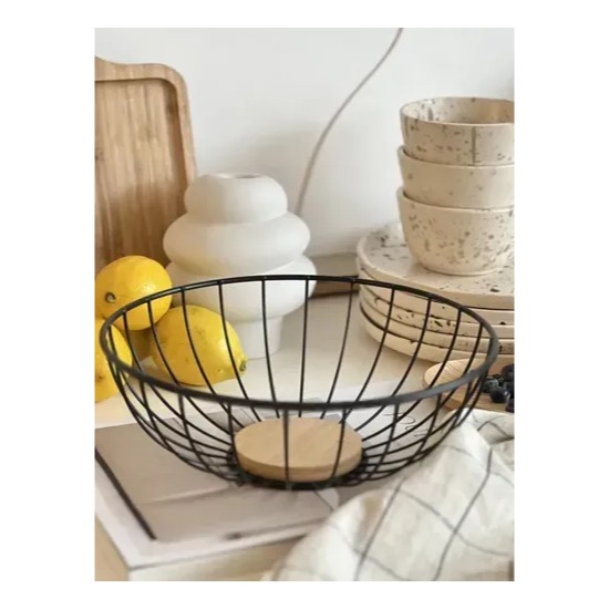 Frutera Base De Bambú Y Cuerpo Acero Verdura Carol Negro