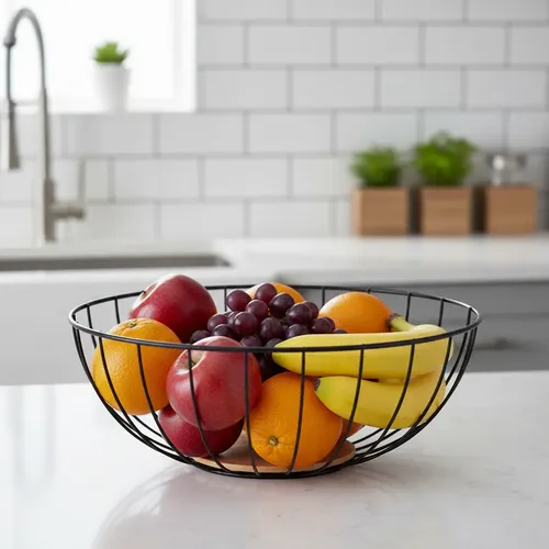 Frutera Base De Bambú Y Cuerpo Acero Verdura Carol Negro
