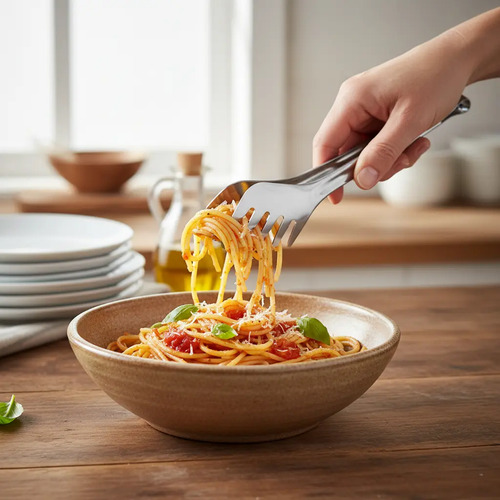 Pinza De Fideos Acero Inoxidable Carol Utensilio Cocina 21cm Plateado