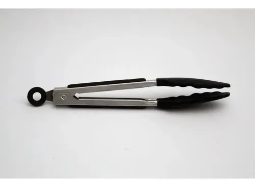 Pinza Gastronomica Mediana Cocina Punta Silicona 26 Cm Negro