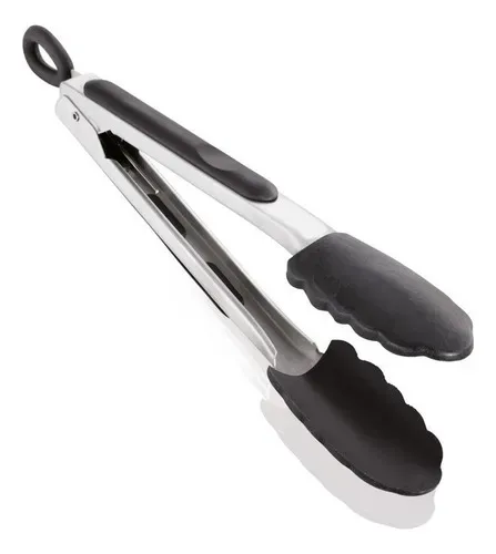 Pinza Gastronomica Mediana Cocina Punta Silicona 29 Cm Negro
