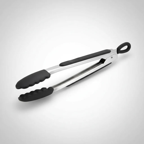 Pinza Gastronomica Mediana Cocina Punta Silicona 29 Cm Negro
