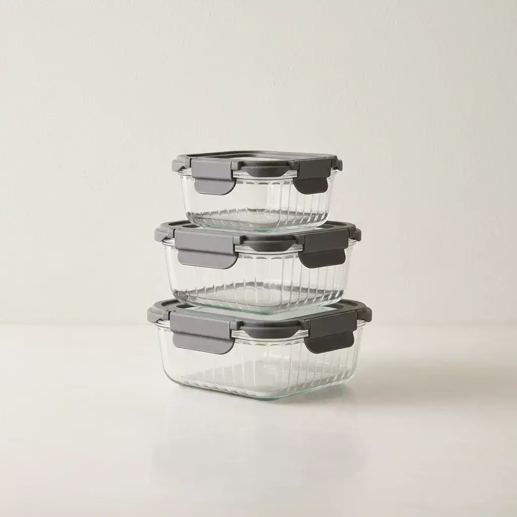 Kit 3 Recipientes De Vidrio Pirex Horno Frezzer Microondas Cuadrados