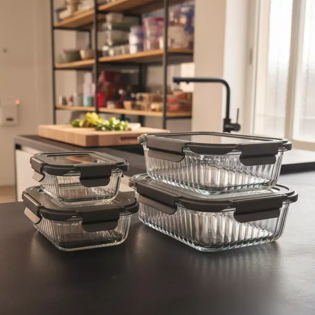 Kit 4 Recipientes De Vidrio Pirex Horno Frezzer Microondas