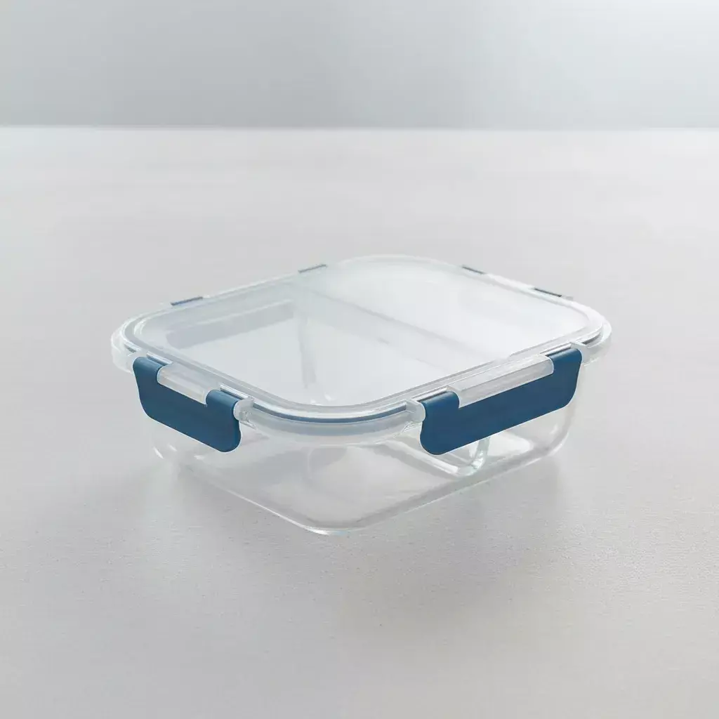 Tuper Vidrio Hermetico Rectangular 2 Divisiones Horno 980ml