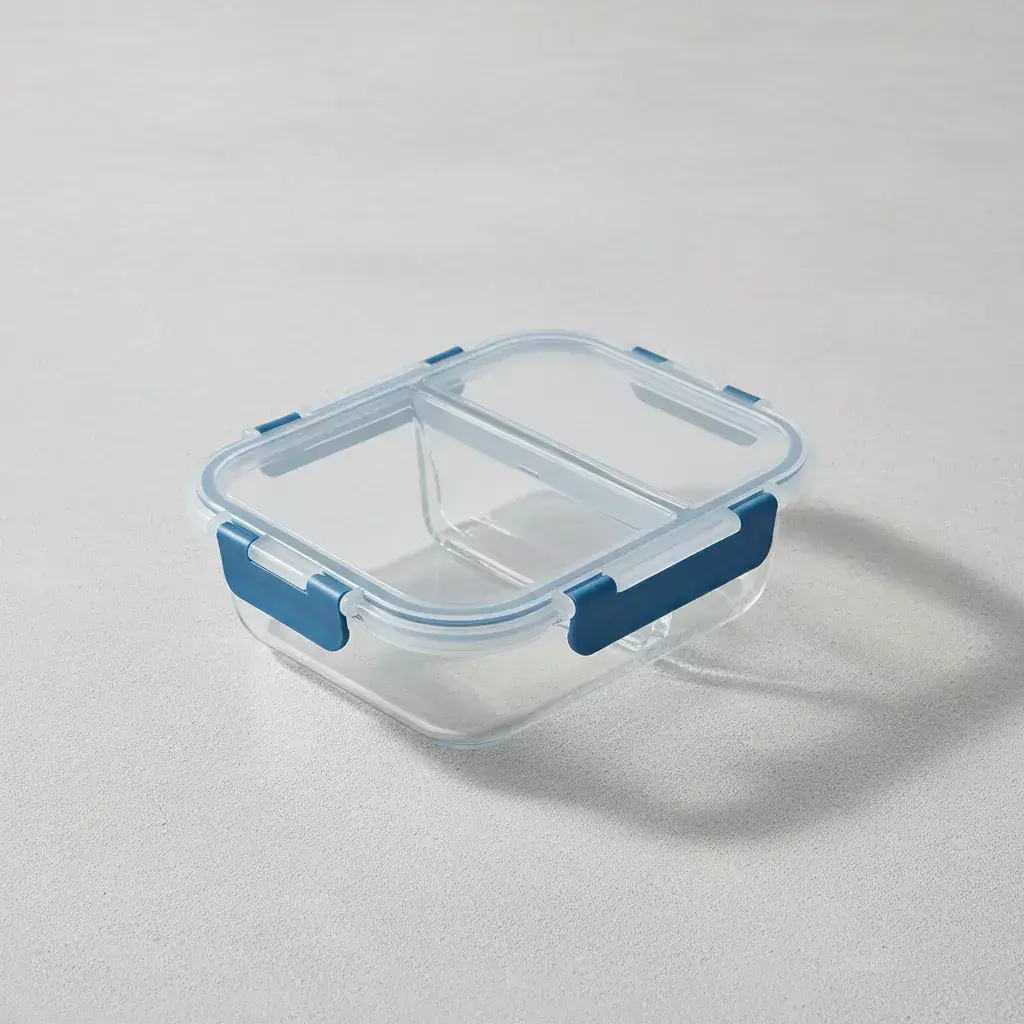 Tuper Vidrio Hermetico Rectangular 2 Divisiones Horno 980ml