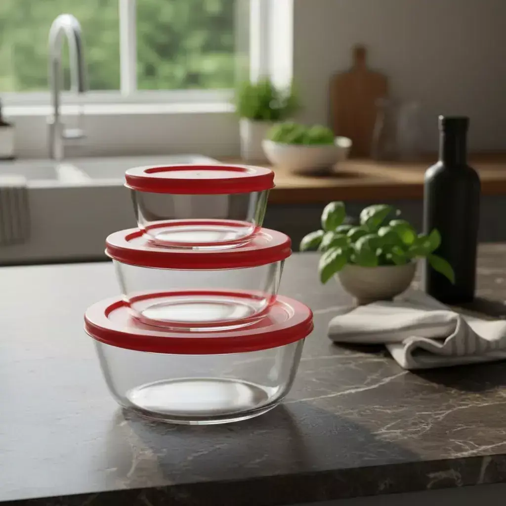 Set 3 Bowl De Vidrio Apto Horno Con Tapa Cocina Fuente