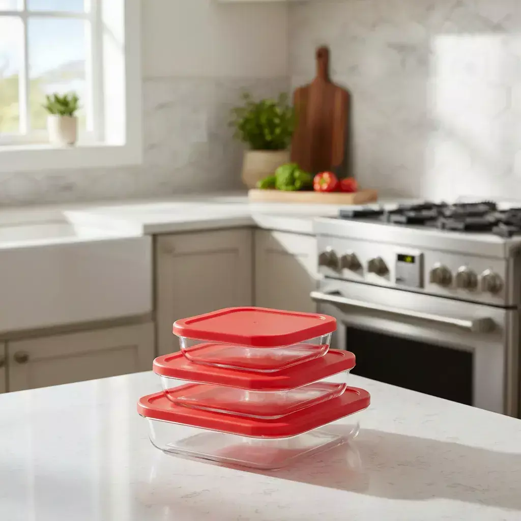 Set 3 Fuentes Vidrio Tipo Pirex Horno Micro Cuadradas Tapa