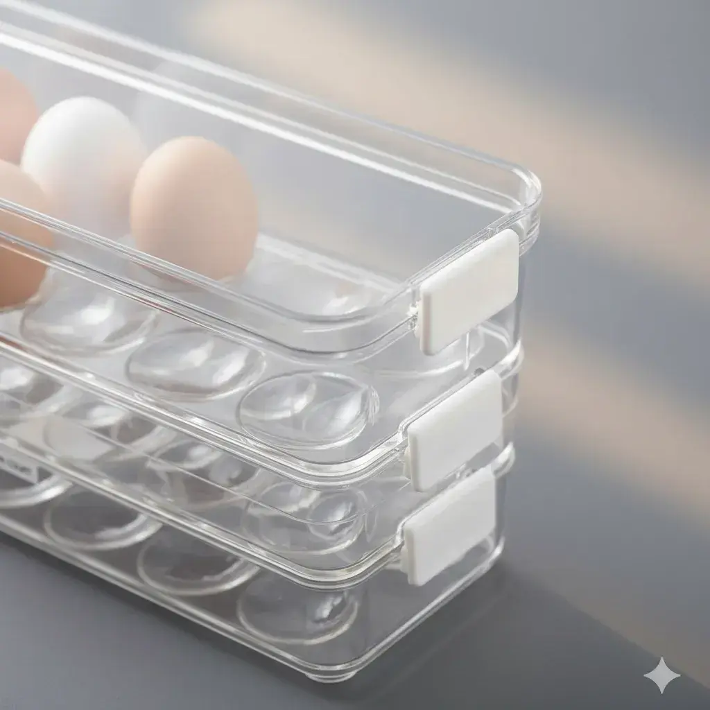 Organizador Apilable De Huevos Acrílico Transparente 3 Pisos Blanco