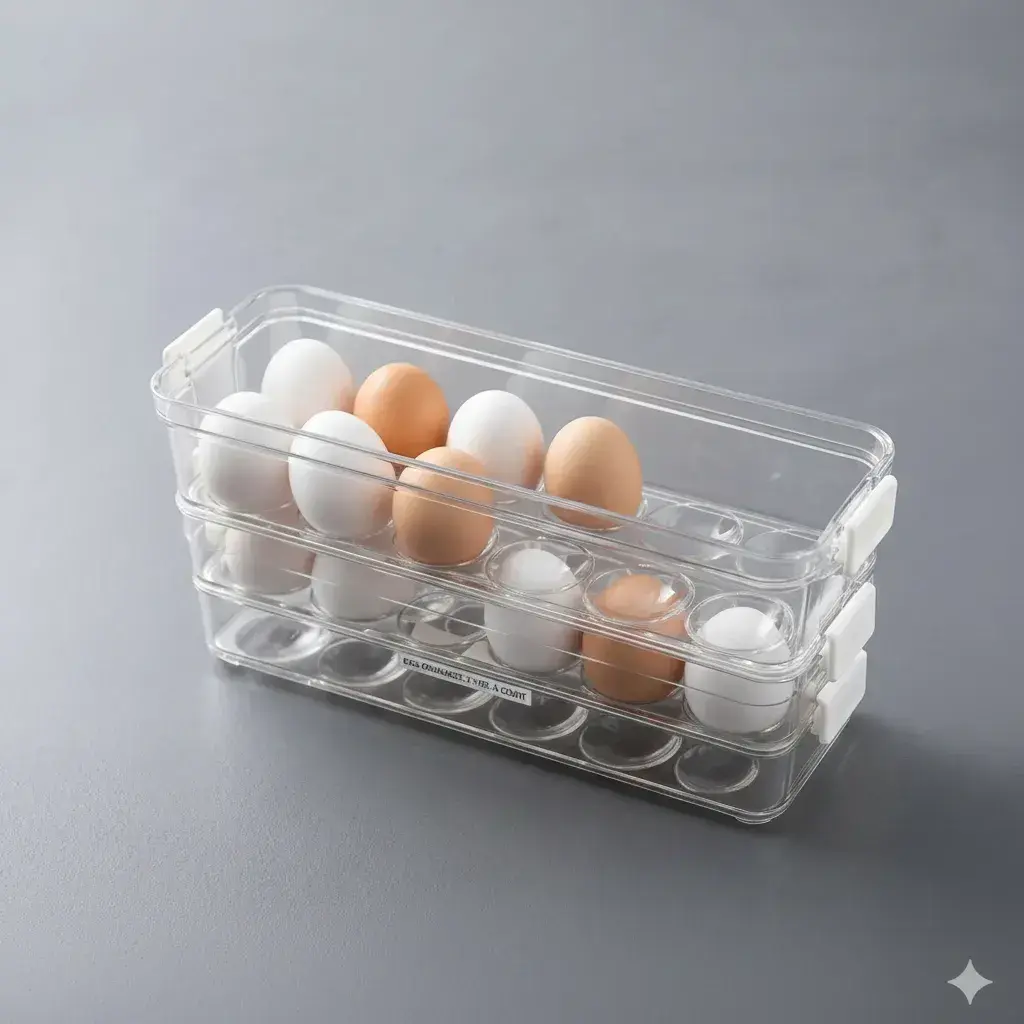 Organizador Apilable De Huevos Acrílico Transparente 3 Pisos Blanco