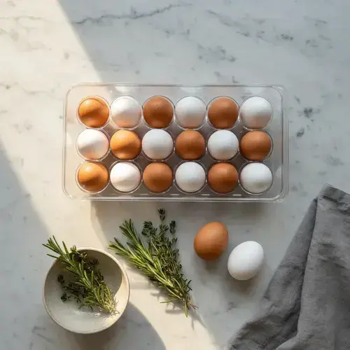 Huevera Acrílica Transparente Para 18 Huevos Blanco