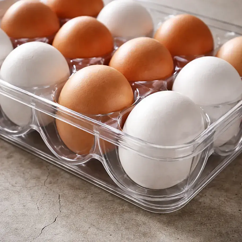 Huevera Acrílica Transparente Para 18 Huevos Blanco