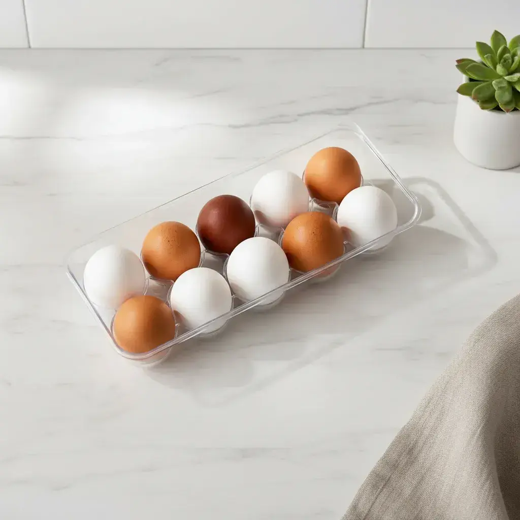 Huevera Acrílica Transparente Para 12 Huevos Blanco