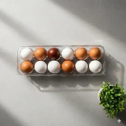Huevera Acrílica Transparente Para 12 Huevos Blanco