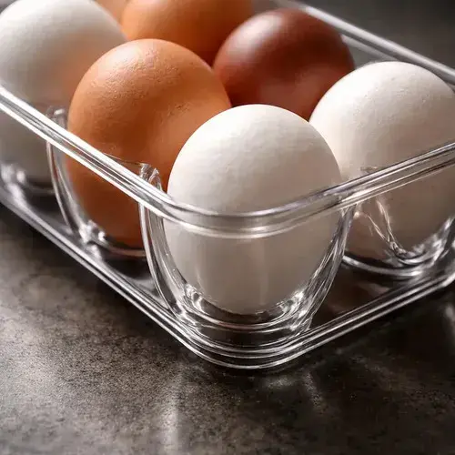 Huevera Acrílica Transparente Para 12 Huevos Blanco
