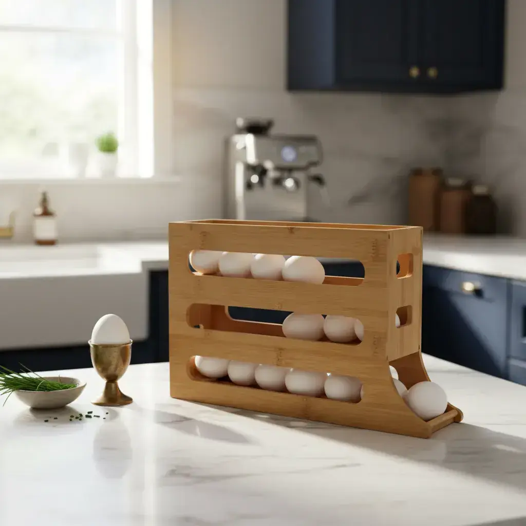 Huevera Deslizante Organizadora Premium Bambu