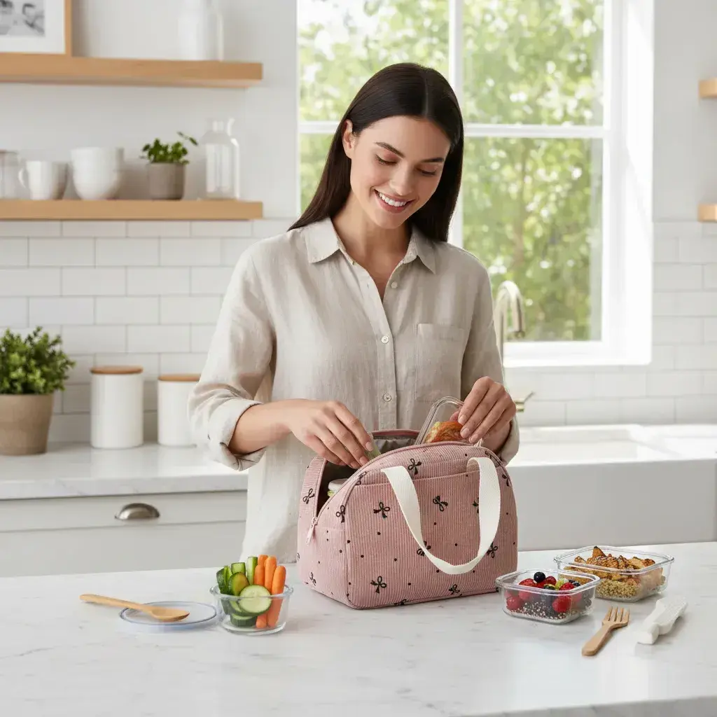 Lunchera Térmica Corderoy Bolso Vianda Kawaii Varios Motivos