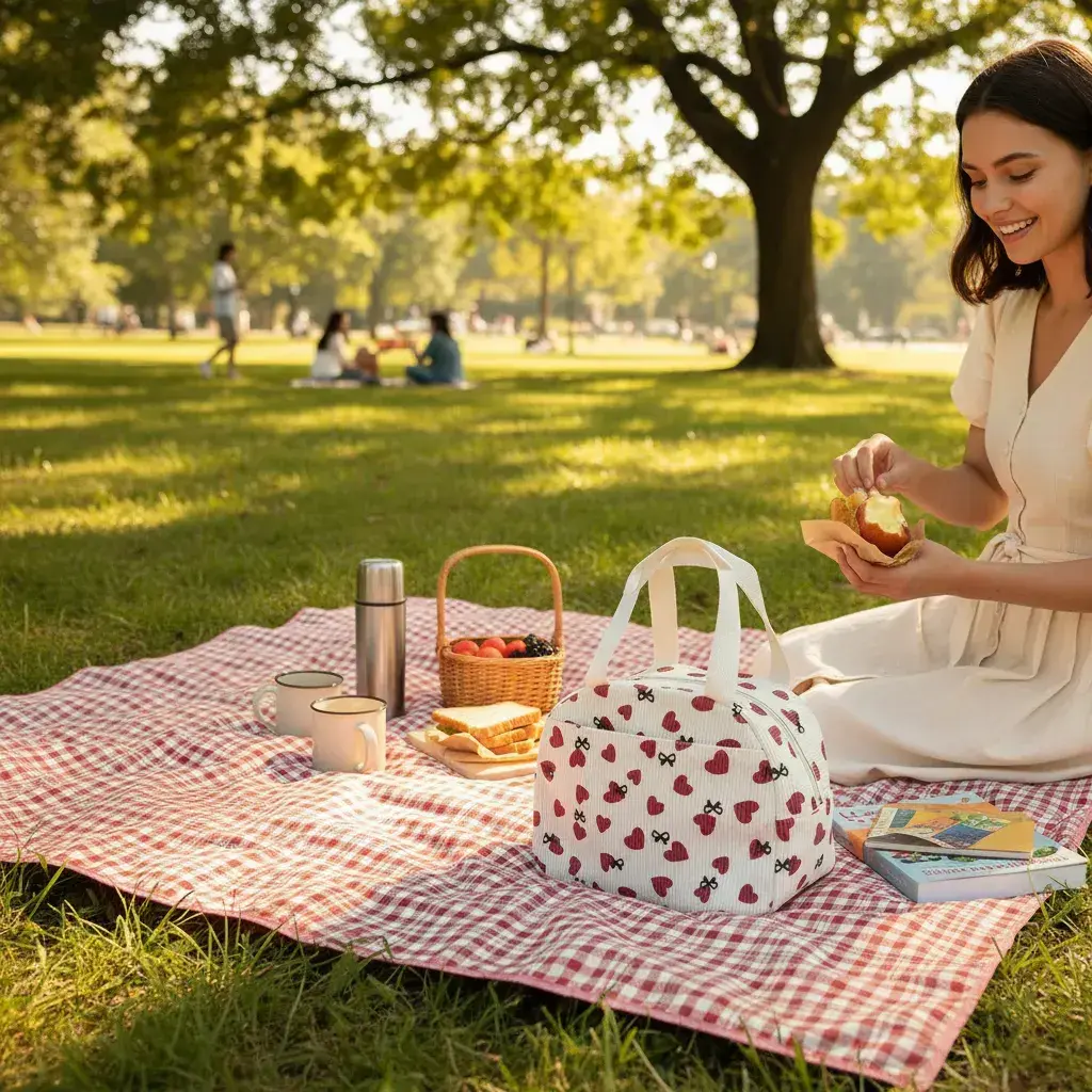 Lunchera Térmica Corderoy Bolso Vianda Kawaii Varios Motivos