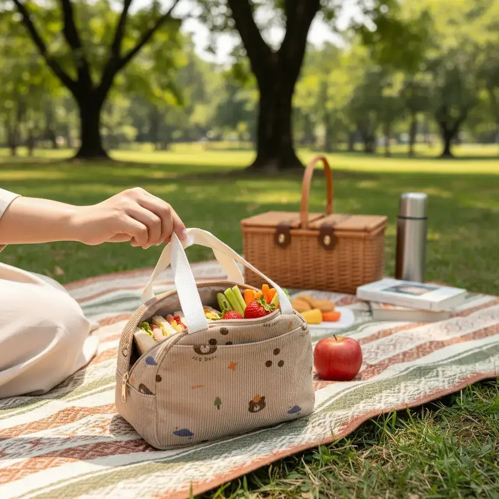 Lunchera Térmica Corderoy Bolso Vianda Kawaii Varios Motivos