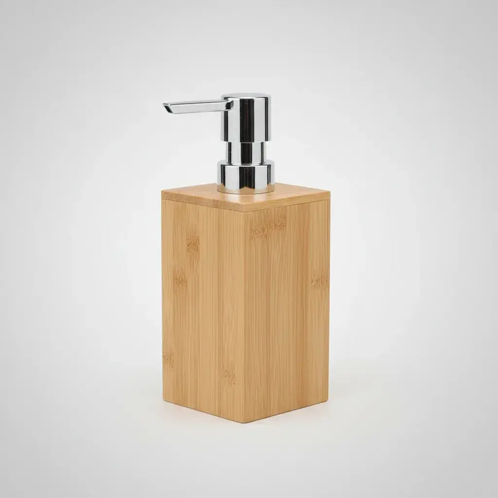 Dispenser Dosificador De Jabón Líquido De Bambú Para Baño