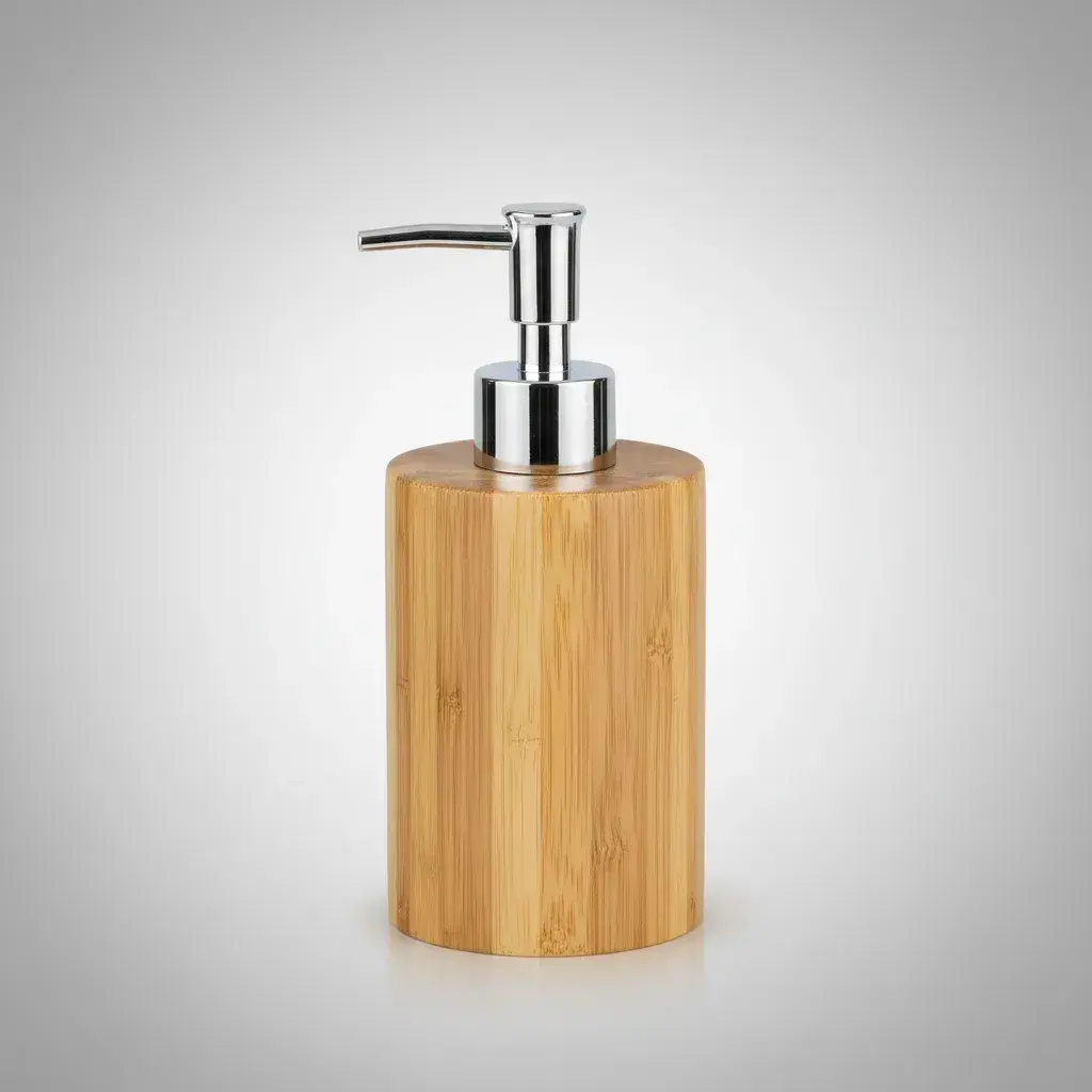 Dispenser Dosificador De Jabón Líquido De Bambú Para Baño