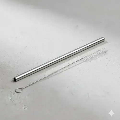 Set 4 Sorbetes De Acero Inoxidable Reutilizables Con Cepillo