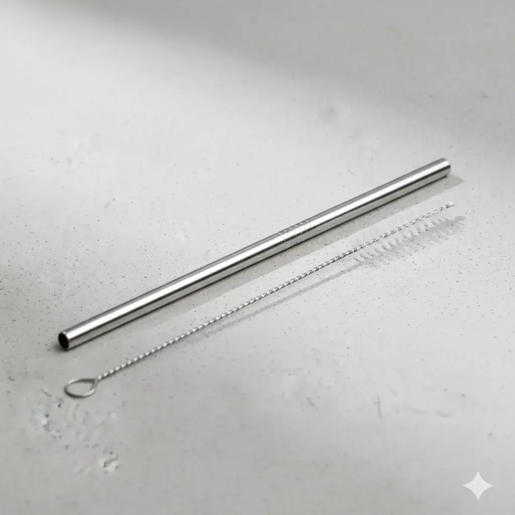 Set 4 Sorbetes De Acero Inoxidable Reutilizables Con Cepillo