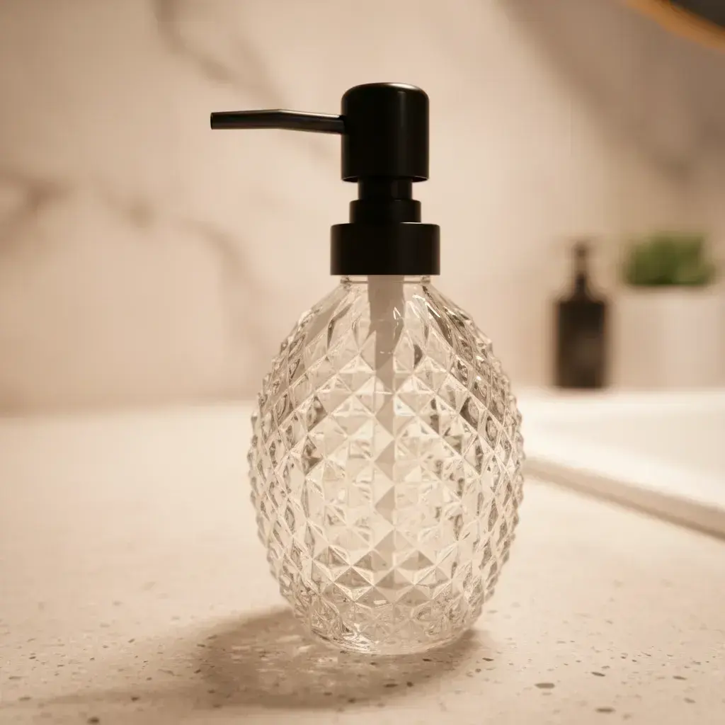 Dispenser Dosificador Vidrio Labrado Para Jabón Líquido