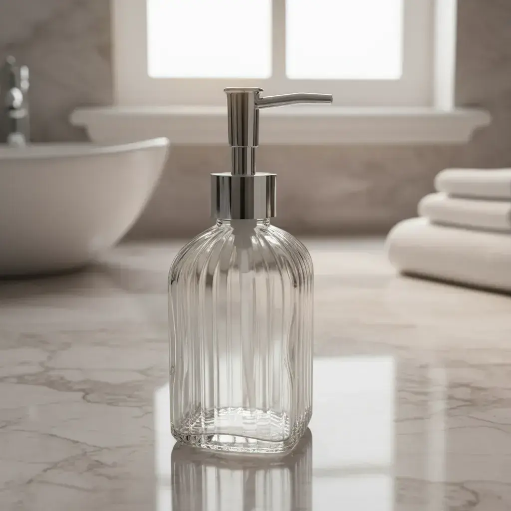 Dispenser Dosificador De Jabón Vidrio Labrado 250ml