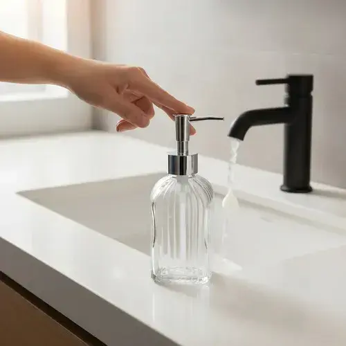 Dispenser Dosificador De Jabón Vidrio Labrado 250ml