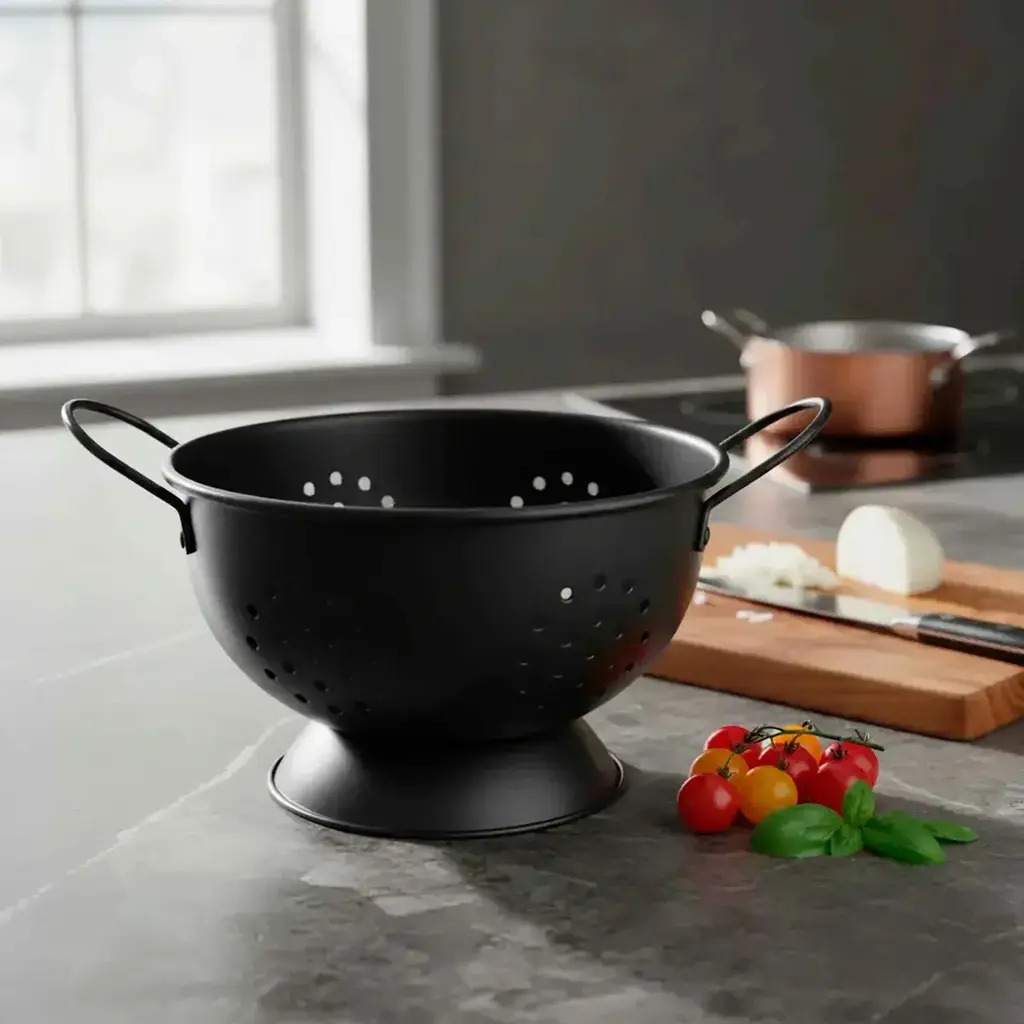 Colador De Pasta De Acero Pintado Carol De 21 Cm Negro