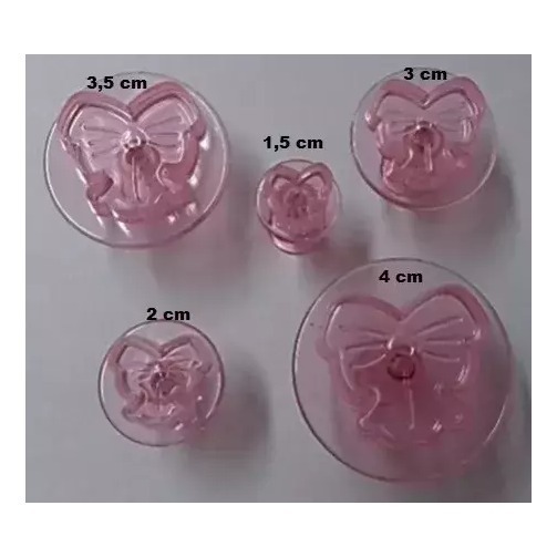 Set 5 Pcs Cortante Plástico de reposteria Moño Embolo Fondant